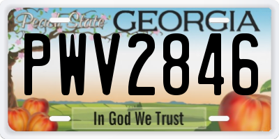 GA license plate PWV2846