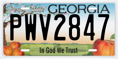 GA license plate PWV2847