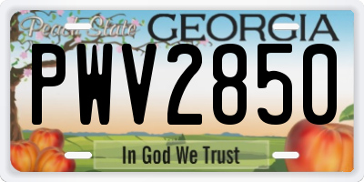GA license plate PWV2850