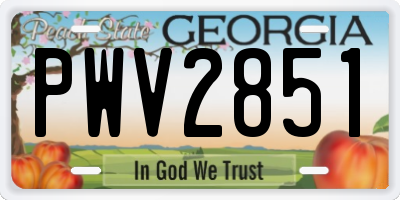 GA license plate PWV2851