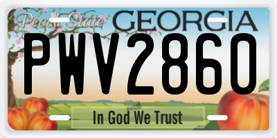 GA license plate PWV2860