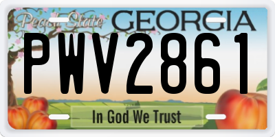 GA license plate PWV2861