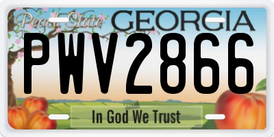 GA license plate PWV2866