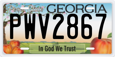 GA license plate PWV2867