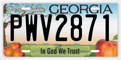 GA license plate PWV2871