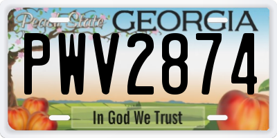 GA license plate PWV2874