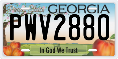 GA license plate PWV2880