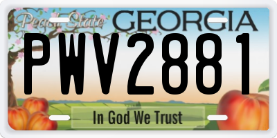 GA license plate PWV2881