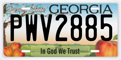 GA license plate PWV2885