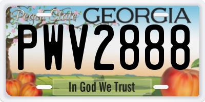 GA license plate PWV2888