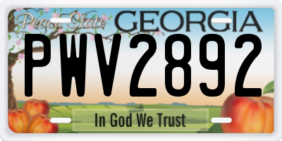 GA license plate PWV2892