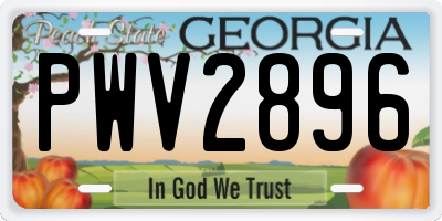 GA license plate PWV2896