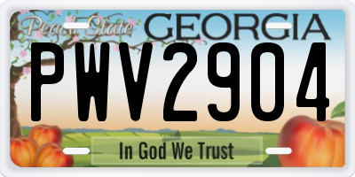 GA license plate PWV2904