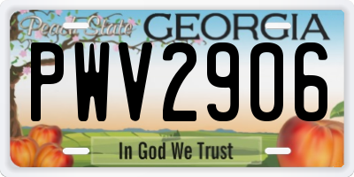 GA license plate PWV2906