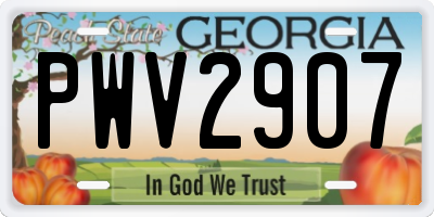 GA license plate PWV2907