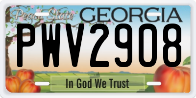 GA license plate PWV2908