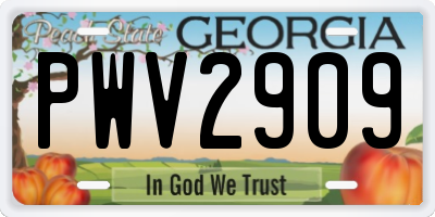 GA license plate PWV2909