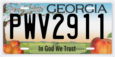 GA license plate PWV2911