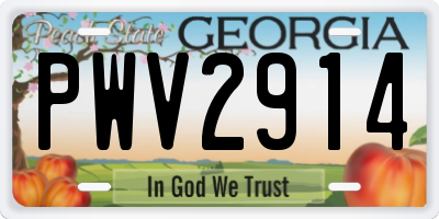 GA license plate PWV2914