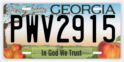 GA license plate PWV2915