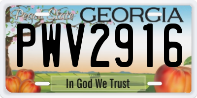 GA license plate PWV2916