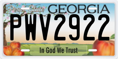 GA license plate PWV2922