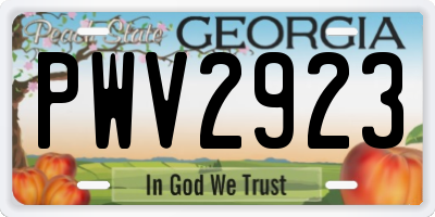 GA license plate PWV2923