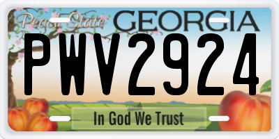 GA license plate PWV2924