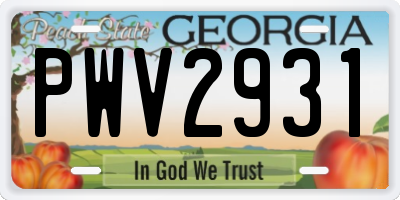 GA license plate PWV2931