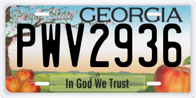 GA license plate PWV2936