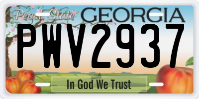 GA license plate PWV2937