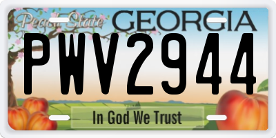 GA license plate PWV2944