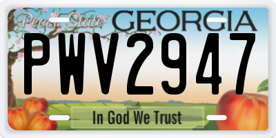 GA license plate PWV2947