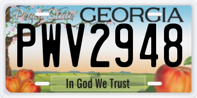 GA license plate PWV2948