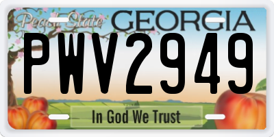 GA license plate PWV2949