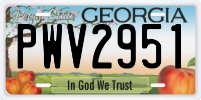 GA license plate PWV2951