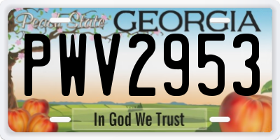 GA license plate PWV2953
