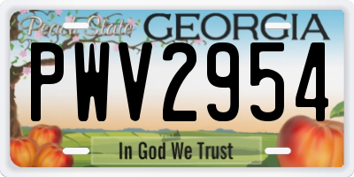 GA license plate PWV2954