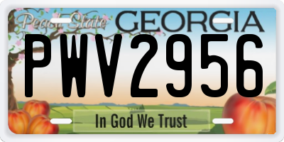 GA license plate PWV2956