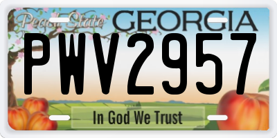 GA license plate PWV2957
