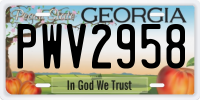 GA license plate PWV2958