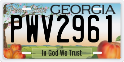 GA license plate PWV2961