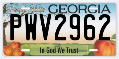 GA license plate PWV2962