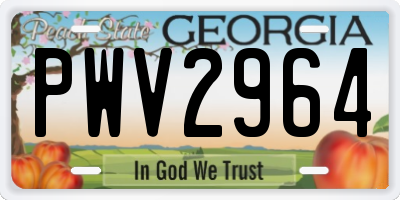 GA license plate PWV2964