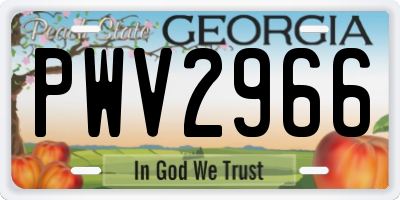 GA license plate PWV2966