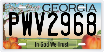 GA license plate PWV2968