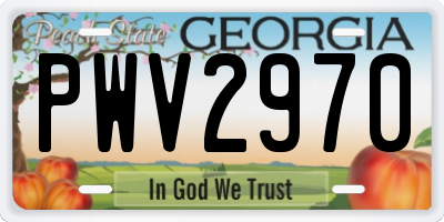 GA license plate PWV2970