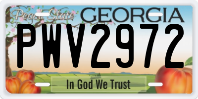 GA license plate PWV2972
