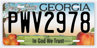 GA license plate PWV2978