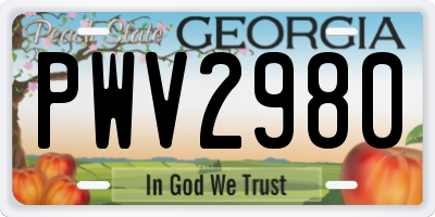 GA license plate PWV2980